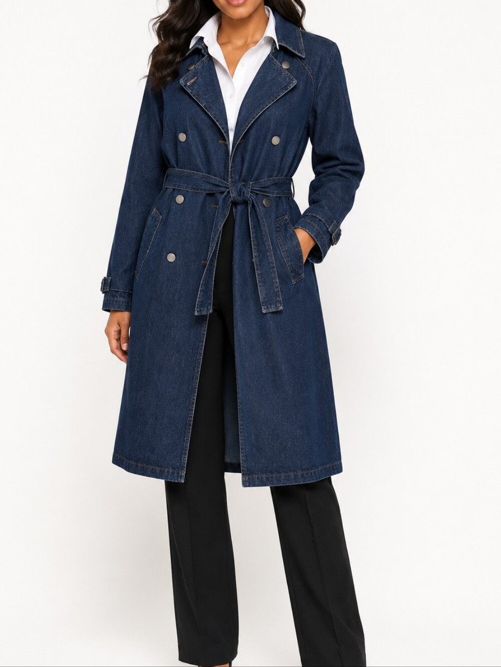 Universal Thread Dark Wash Denim Trench Coat. Sz M NWT